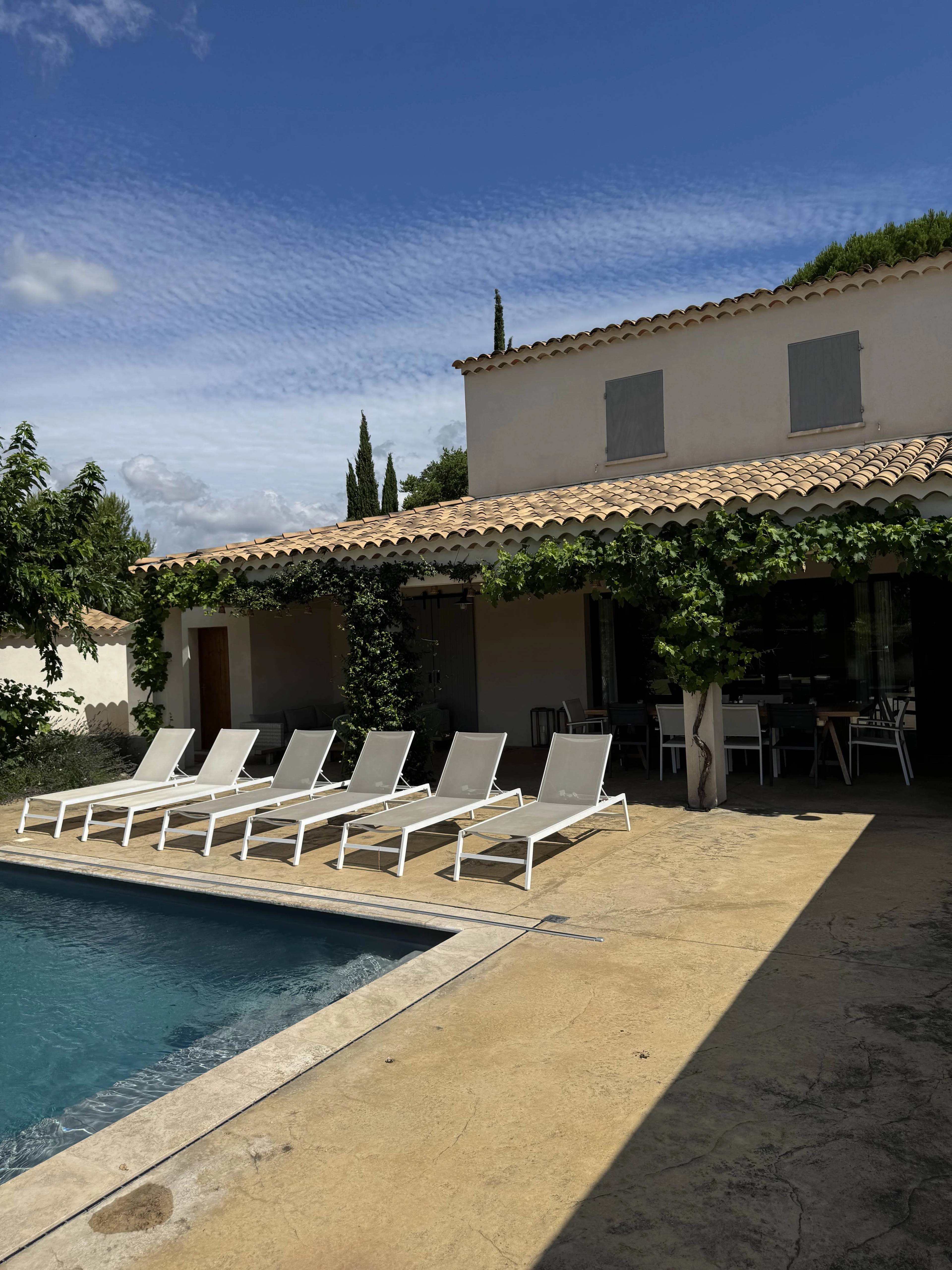 Rear of Villa Vintour beside the swimming pool